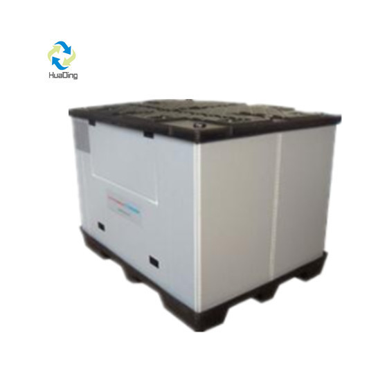 Auto Packaging Plastic Hopper Transport Storage Pallet Box with Hinged Lids in Blue