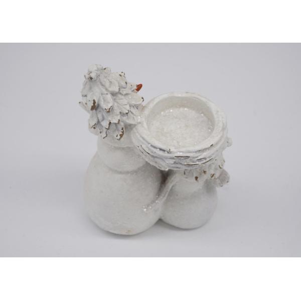 Decoration Christmas Snowman Candle Holder Polyresin Material White Color