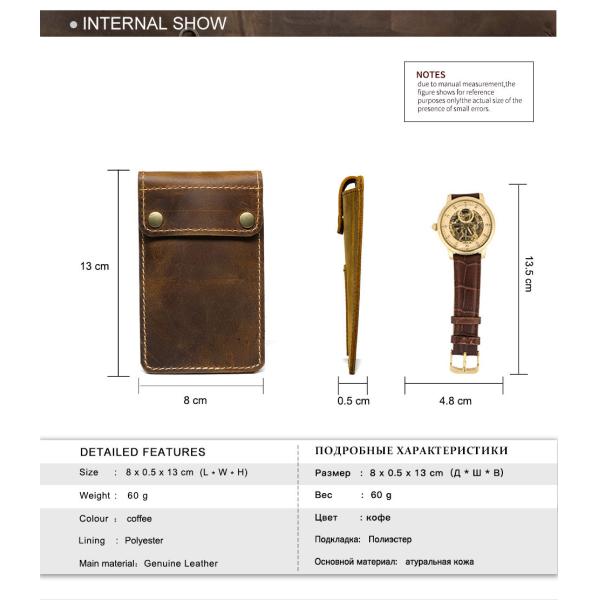 CROSS-BORDER RETRO CRAZY HORSE LEATHER WATCH BAG CONVENIENT CREATIVE LEATHER WATCH STORAGE HOLSTER