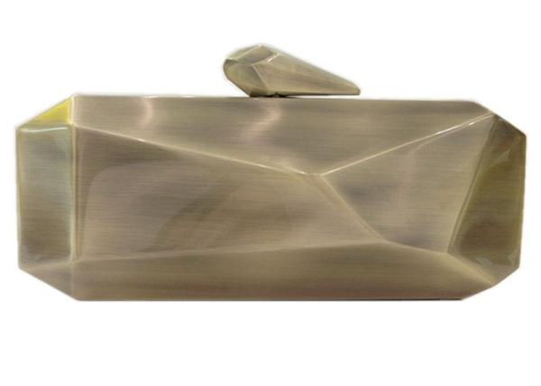 Europe Style Metallic Clutch Bag Handmade Dinner Package Bronze Color