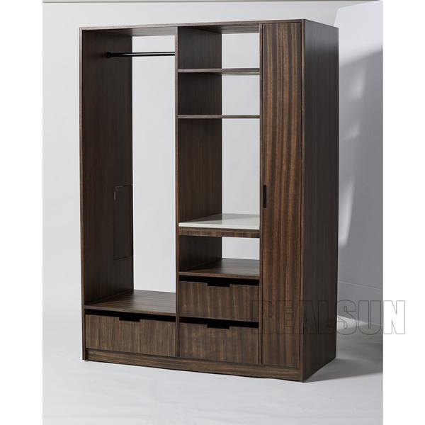 3 Drawers Hotel Room Wardrobe With Stainless Steel Rod And 2 Shelves Closet