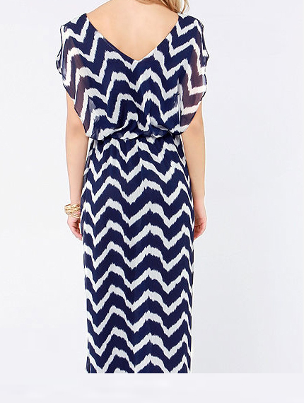 Casual V Neck Floor Length Maxi Dress