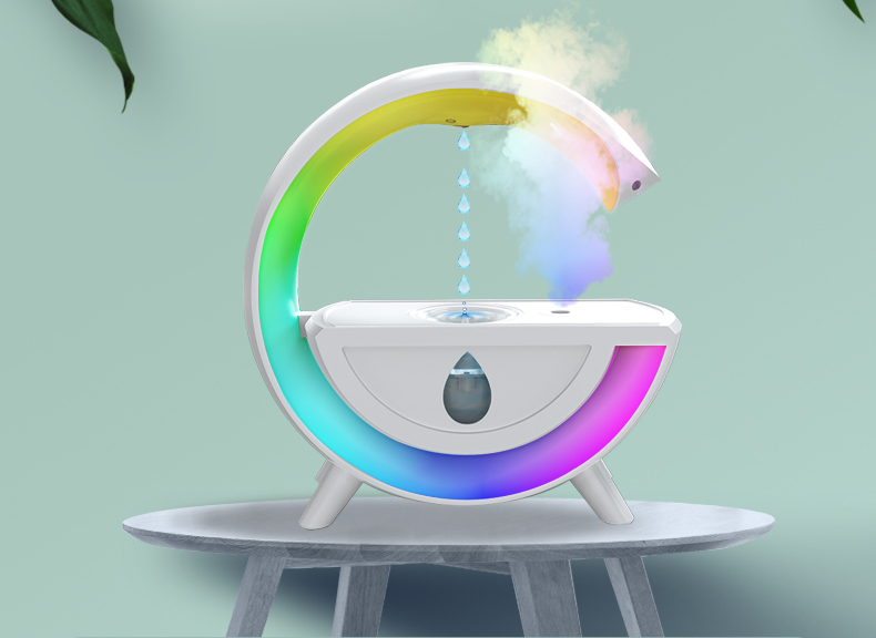 Large G Shape USB Portable Electric 7 Colorful Night Light Air Water Drop Anti Gravity Humidity Control Humidifier