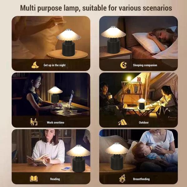 Cute Umbrella Design Touch Control LED Table Lamp with Adjustable High/Low Brightness Rechargeable led desk light for camping home use