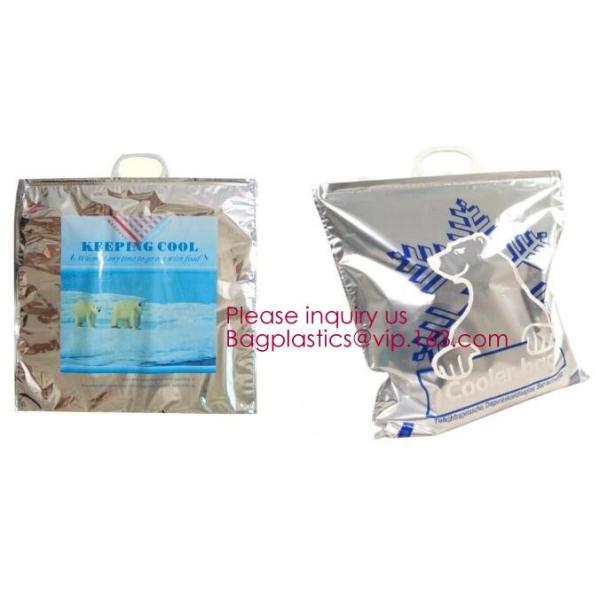 Custom Packing Aluminum Foil Zip-Lock Grocery Handle Thermal Insulation Cooler Bag For Outdoors,Promotional Insulated La