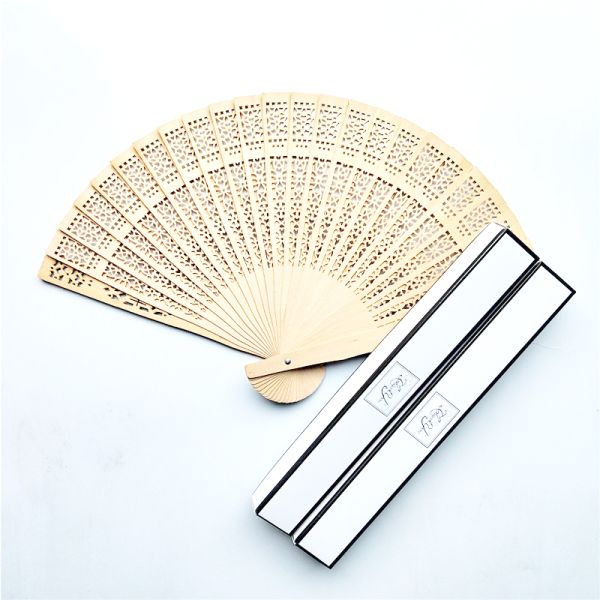 [i Am Your Fans] in Stock for Promotion and Wedding Fan Gift Favor Sunflower Hollow Out Through-Carved Wooden Hand Fan