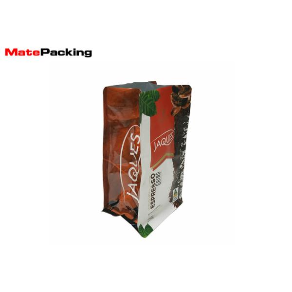 Coffee Resealable Food Pouches , Aluminum Foil Flat Bottom Zipper Pouch
