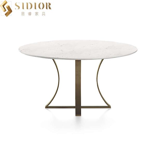 OEM Round Natural Marble Dining Table 120cm Dia For Hotel Cafe