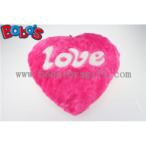 Pillow Case Plush Stuffed Hot Pink Heart Soft Cushion with Love Words