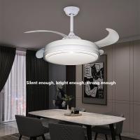 96W 500mm Dimmable Ceiling Fan Light , Retractable Ceiling Fan With Remote Control