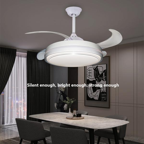 96W 500mm Dimmable Ceiling Fan Light , Retractable Ceiling Fan With Remote Control