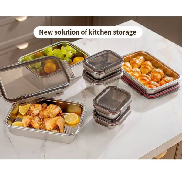 Modular Stackable Stainless Steel Food Container with BPA-Free PP Lid and 260ml-1930ml Capacity