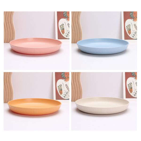 9 Inch Round Plastic Dinner Plate Lightweight Wheat Plates for Reusable Diningware