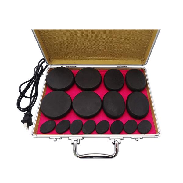 Experience the Benefits of Hot Stone Massage with 36 Hot Massage Stones and Aluminum Heating Box at 220V 110v Voltage