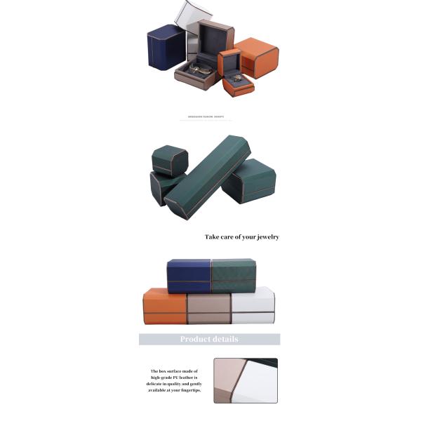Boîte d'emballage de bijoux élégants personnalisés en cuir PU pour anneaux colliers et bracelets