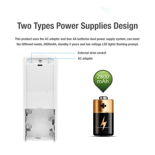 Indoor Motion Sensor Activated Detector Alarms with Two Types Power Supplies Design
