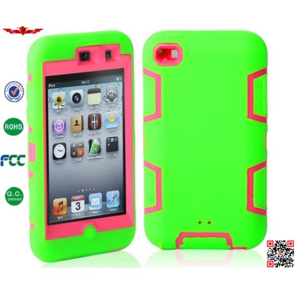 Hot Selling 100% Quality Guaranteed 3 in 1 Hybrid Silicone+PC Cover Cases For Ipod Touch 4