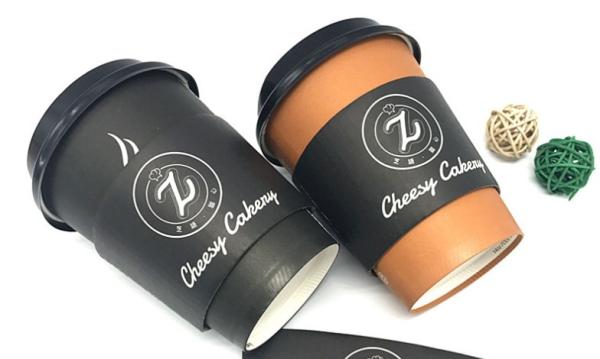 Black Coffee Cup Cardboard Sleeve , Custom Coffee Sleeves For Wedding