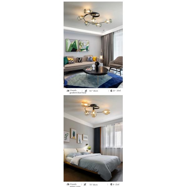 Nordic Glass Ceiling Light Grey Pendant Lamp for Living Room Bedroom Modern Indoor Hanging （WH-AP-681）