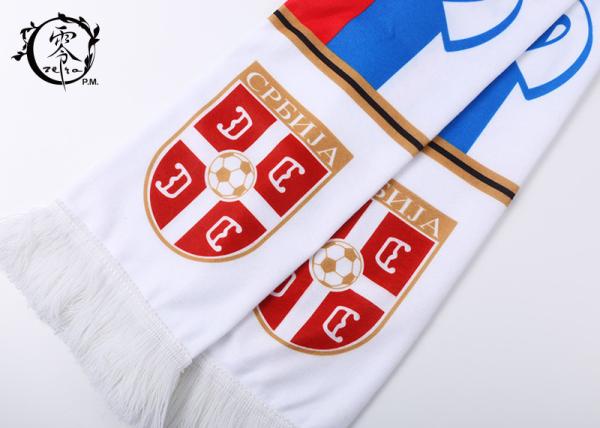Warm Material Soccer Serbia Fringe Scarf, Woven Fleece World Cup Serbia Team Scarf