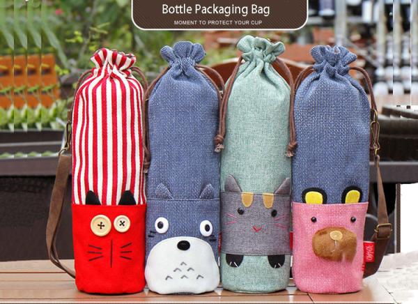 2019 Hot-Selling BPA FREE Collapsible cute cartoon sleeve water bottles bags