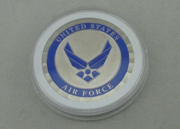 Silver Proof Personalized Coins Brass Die Stamped Synthetic Enamel For Army