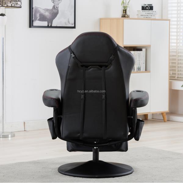White Racing Style Gaming Chair Executive Office Swivel Seat with Cup Holder and Footrest