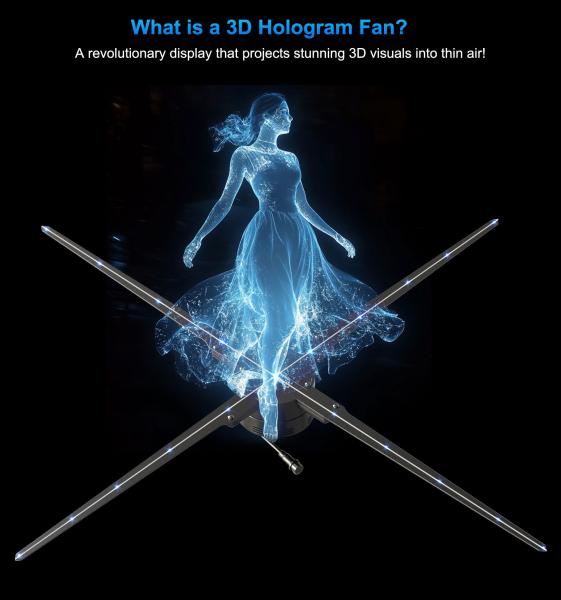 Step Into the Future With 3D Holographic LED Fan 3D Hologram 100cm Hologram Projector Advertising Display Fan Equipment