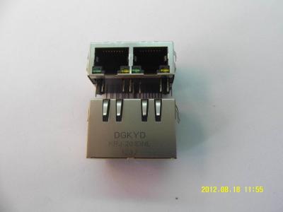 O metal protegeu o conector de cabo ethernet RJ45 do CAT 5 do porto duplo com transformadores