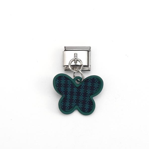 DIY Italian Charms Stainless Steel Grid Pattern Colorful Butterfly Pendant Italian Charms Bracelet