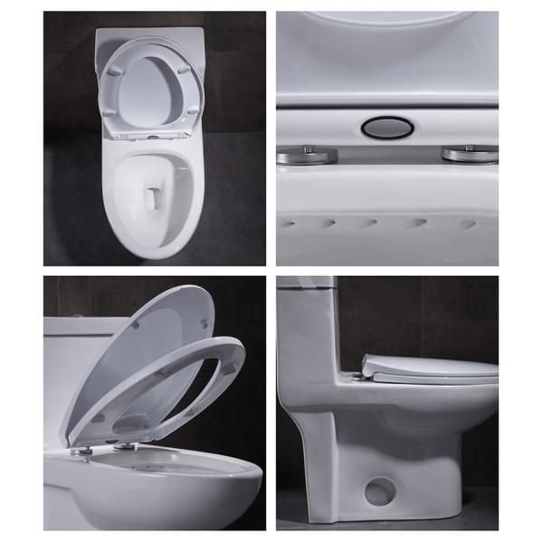 28inch Siphonic One Piece Toilet Comfort Height Elongated Hotel Bathroom