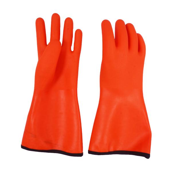 Industrial PVC Chemical Resistant Gloves With Textured Finish And Foam Liner 30cm / 35cm