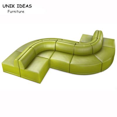 Sala de estar Sofa Grey do clube de 4 Seater em forma de u   Restaurante cinzento do estilo do vintage da forma do arco de S
