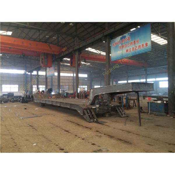 Detachable Gooseneck Lowboy Semi Trailer , Three Axle Low Bed Truck Trailer