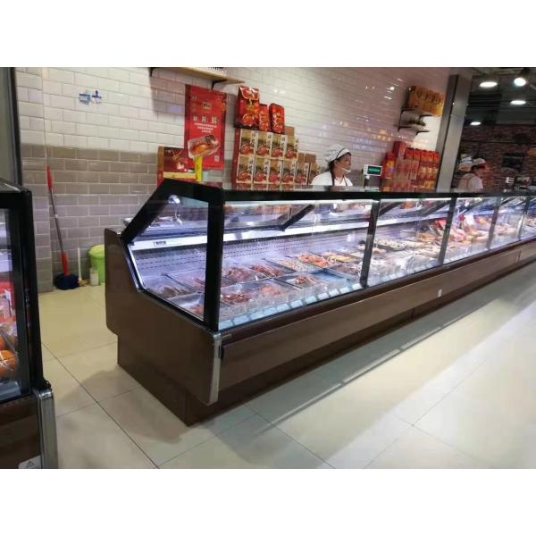 Supermarket Cooked Food Display Refrigerator Curved Glass Deli Case With Sliding Door