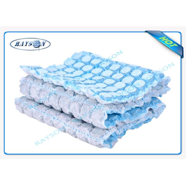 Tela no tejida blanca/azul de 70 gramos del color los 47cm de la anchura de los PP para la cubierta de la primavera de caja