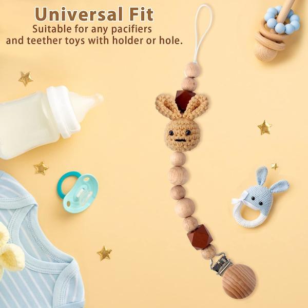 Pacifier Clip, Neutral Cute Rabbit Pacifier Leash For Boys Girls Fits For All Pacifiers, Ideal Baby Shower Baby Gift