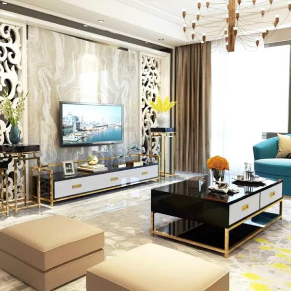 Marco de acero inoxidable TV del gabinete de la burbuja EPE de los muebles de lujo de la sala de estar