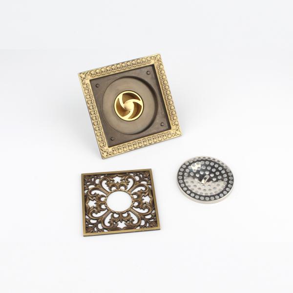 5 Inches Antique Bronze Anti-Clogging Square Brass Bathroom Floor Drain for Basin Use Removable Cover Shower Washing Machine