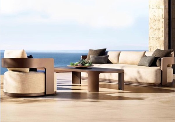 Conjunto de sofá de alumínio resistente à ferrugem de estilo nórdico de alta qualidade para móveis de villa ao ar livre