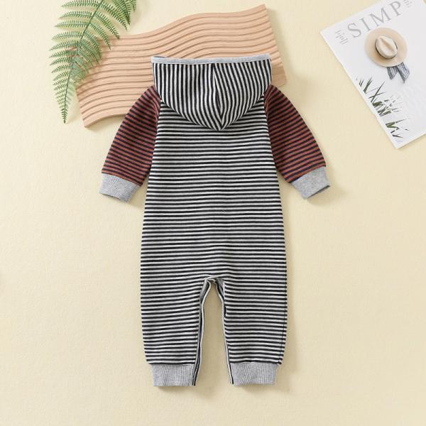 Custom New Kids 100% cotton Long Sleeve Clothing zipper Jumpsuit Baby Romper with hat