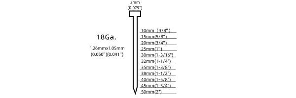 13/16 Air Brad 18 Gauge Preta Nail F20 Decoração de móveis e material durável