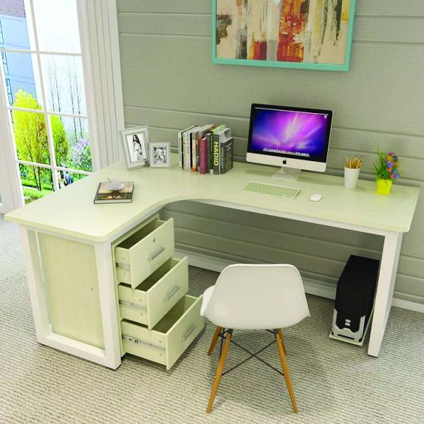 Mail Packing Modern Work Office Desk L Shape Black and White with Steel Furniture