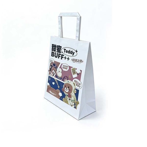 Custom Printed White Paper Shopping Bags Recyclable White Paper Gift Bags