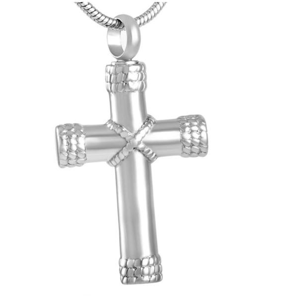 Stainless Steel Cross Pendant Necklace for Ashes Urn Cremation Religious Keepsake