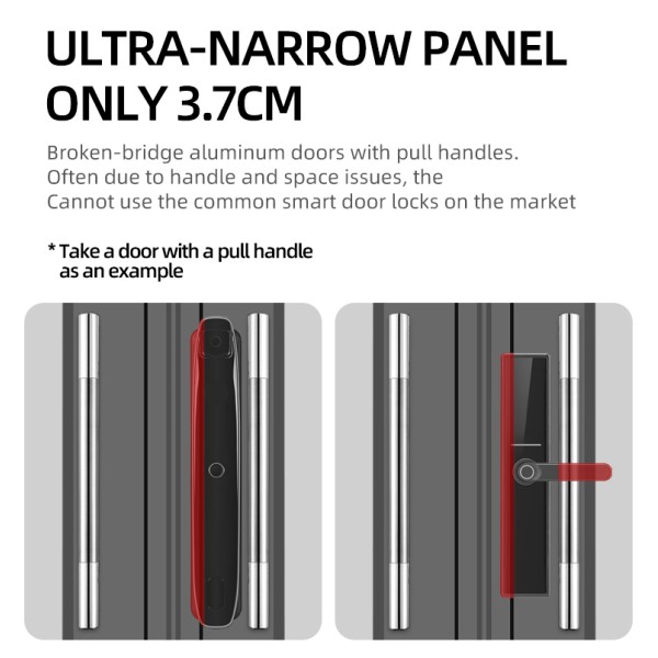 Stainless Steel European Standard Smart Lock Outdoor Waterproof Fingerprint Lock Narrow Frame Door Aluminium Alloy Door Lock