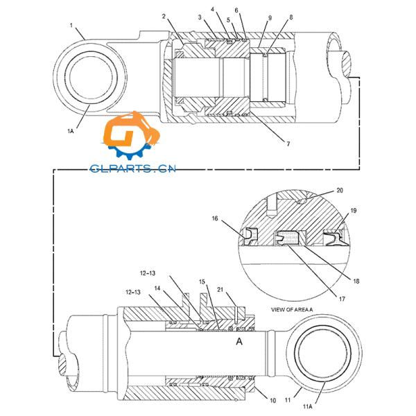E312C CAT312C L CAT Boom Cylinder 1709836 170-9836 Excavator Hydraulic Cylinder