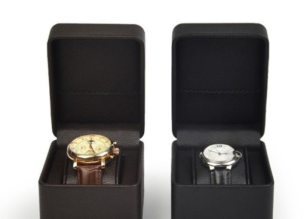 Brown PU Leather Watch Packing Box Customized Size with Velvet Pillow