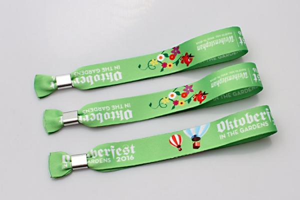 Printed Logo Woven Cloth Wristbands 15mm*350mm Size Outstanding Durability