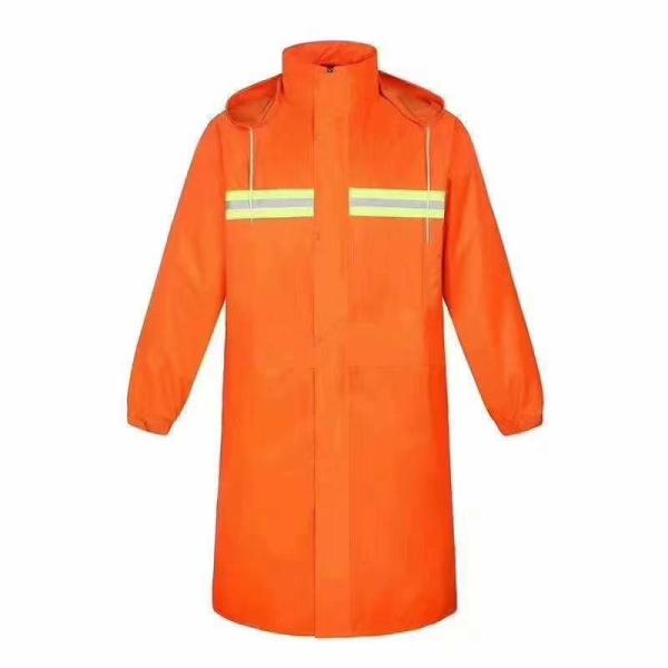 Safety High Visibility Raincoat One Piece PU Coating Reflective Rain Wear